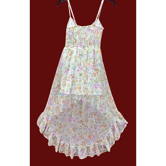 Rue 21 - Women's Summer Sleeveless High Low Hem Ruffle Floral Dress - White -XXS - Picture 2 of 16